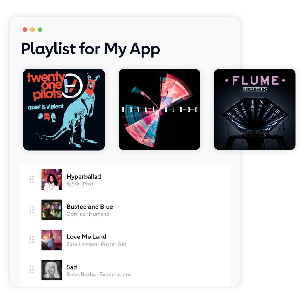 Create a playlist with top hits from artists like Twenty One Pilots, Royal Blood, Flume, Bjork, Gorillaz, and more.