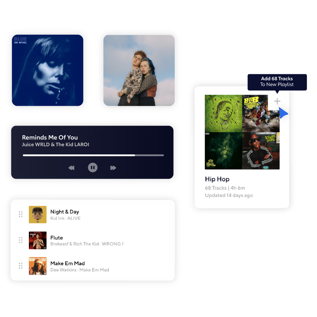 Adaptr makes it easy to create playlists to stream from your app. 